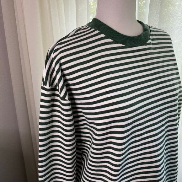CALI BE Nordstrom Pullover Sweater Green White Stripe Peekaboo Hem SZ S NWT - Picture 5 of 9